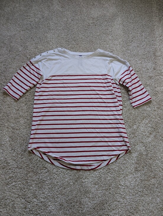 Seraphine Tops - Seraphine White and Red Stripe Nursing Maternity Top - Size 10